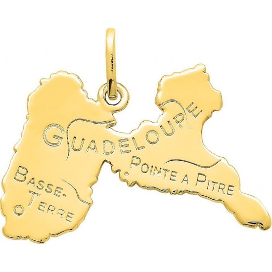 Pendentif plaqué or Carte de la Guadeloupe
