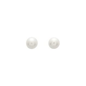 Boucles d'Oreilles Or 750/1000 Perle de Culture d'Eau Douce 4-4.5mm