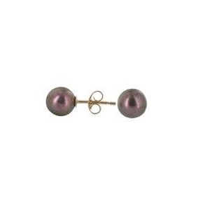Boucles d'Oreilles Or 750/1000 Perle de Culture d'Eau Douce Noire