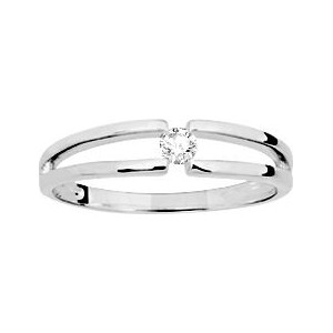 Bague Or 375/1000 et Diamant 0.08ct GH Or Blanc Taille 54