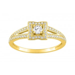Bague Or 750/1000 et Diamant 0.33ct GH-SI Or Jaune Taille 54