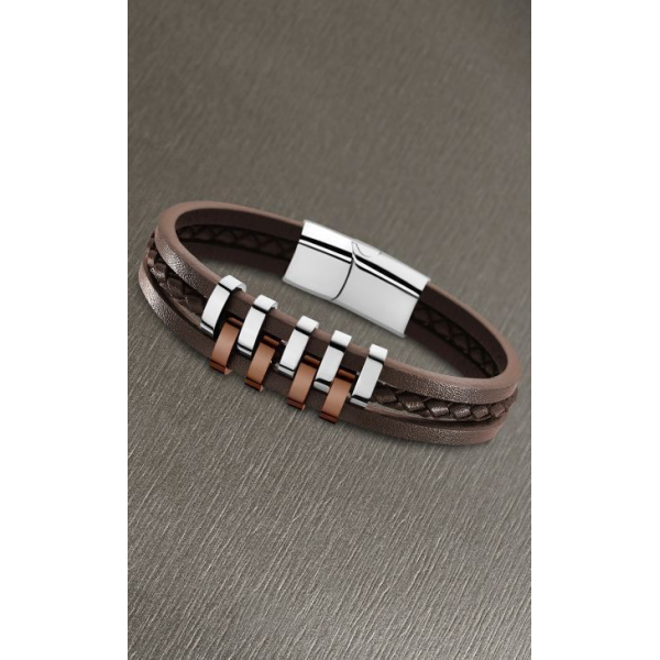 Bracelet LOTUS STYLE Acier Cuir