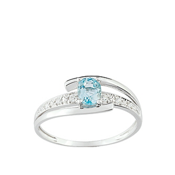 Bague  Or 375/1000 Topaze bleue traitée