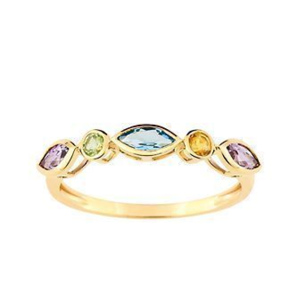 Bague  Or 375/1000 Multipierres