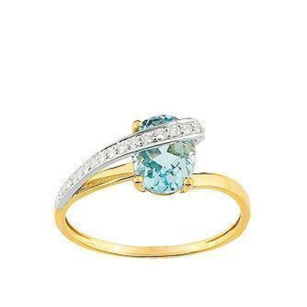 Bague  Or 375/1000 Topaze bleue traitée