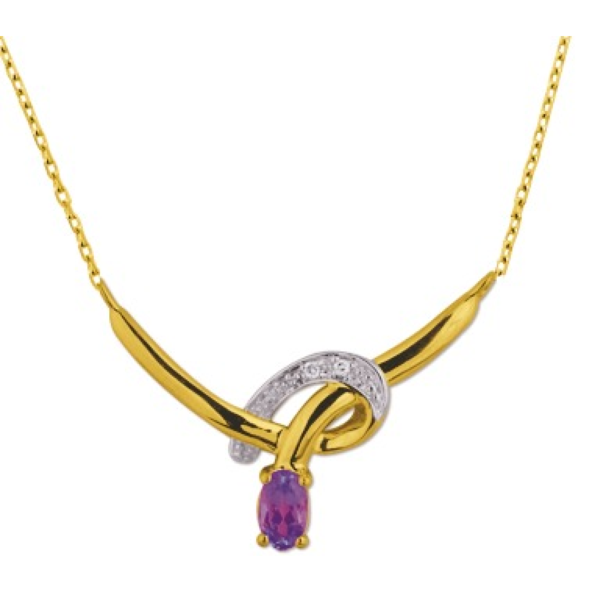 Collier  Or 375/1000 Améthyste