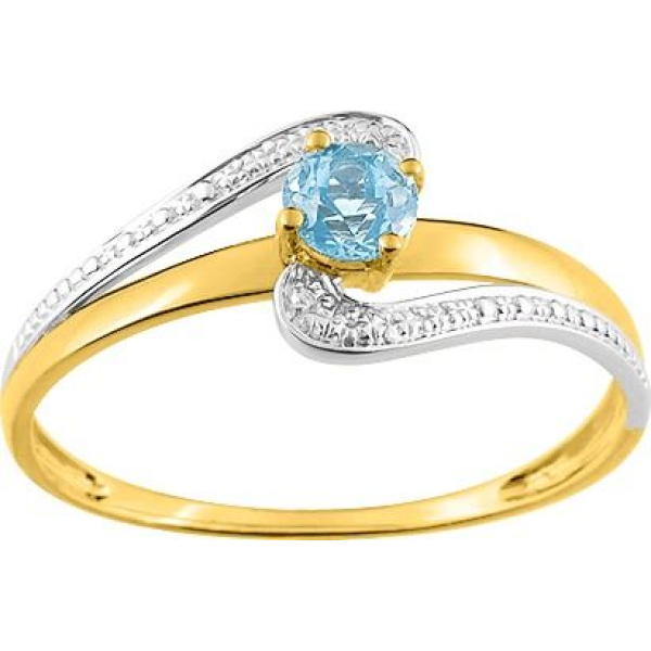 Bague  Or 375/1000 Topaze bleue traitée