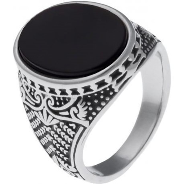 Chevalière  Acier Pierre Naturelle