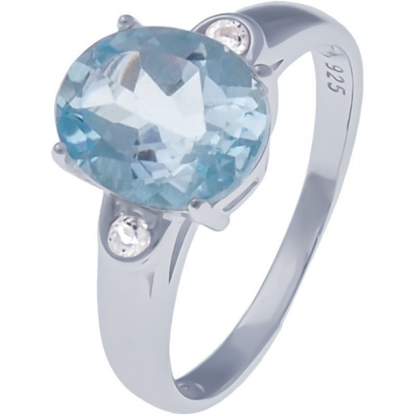 Bague  Argent 925/1000 Topaze bleue traitée
