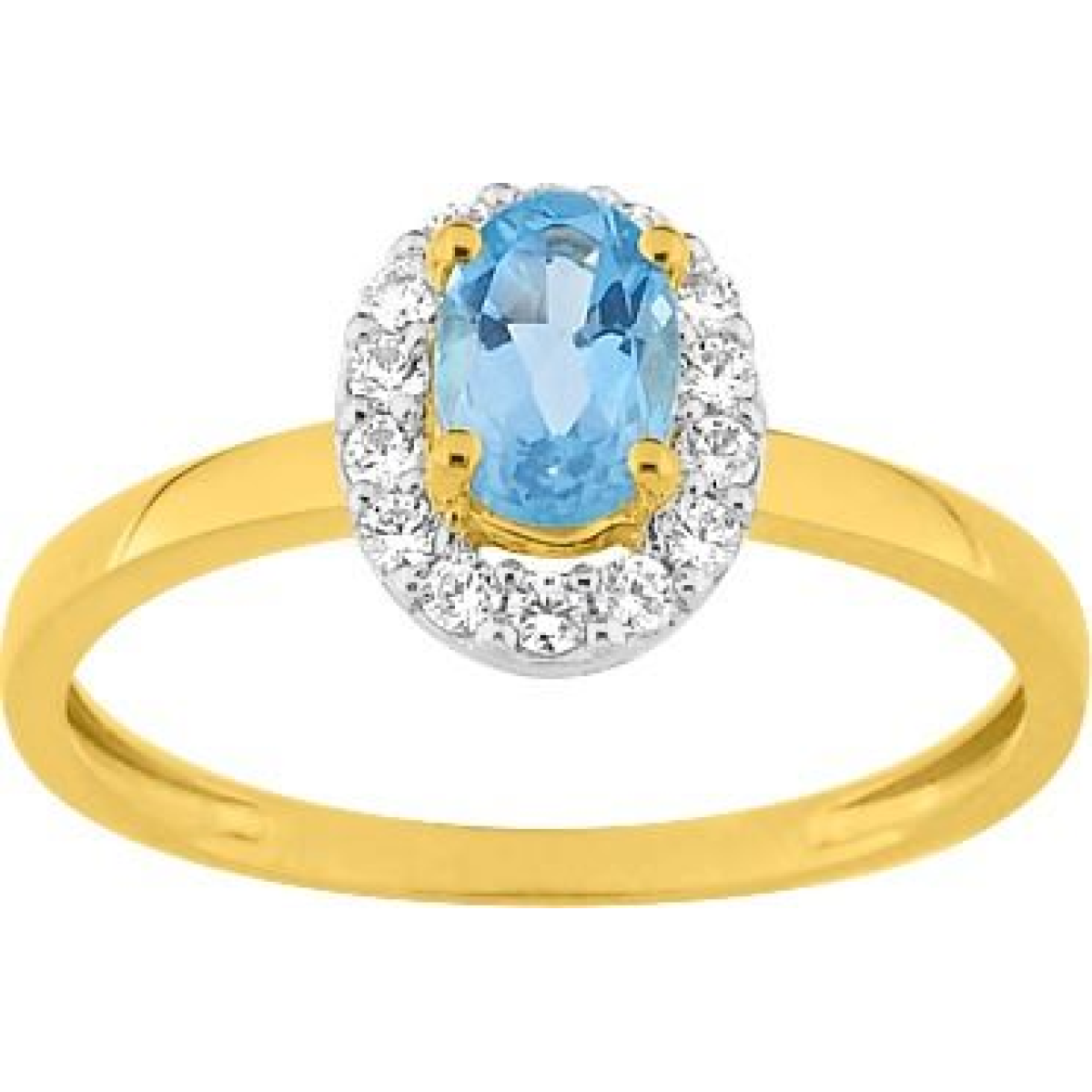 Bague  Or 375/1000 Topaze bleue traitée
