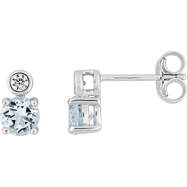 Boucles d'Oreilles  Or 375/1000 Aigue Marine