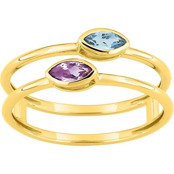 Bague  Or 375/1000 Multipierres