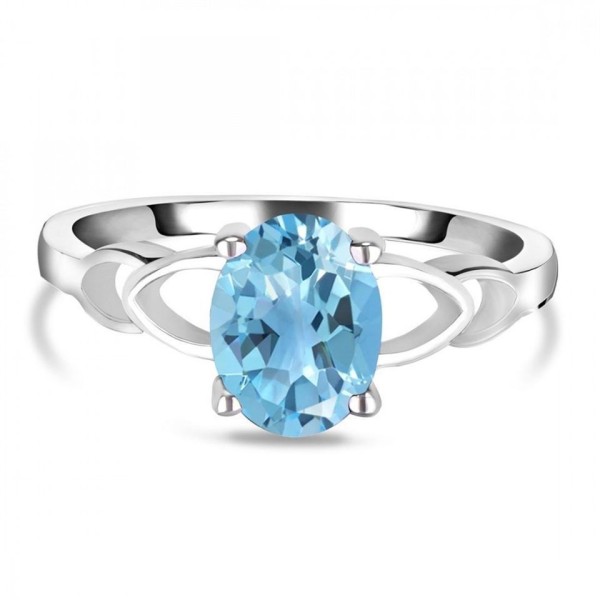 Bague  Argent 925/1000 Topaze bleue traitée