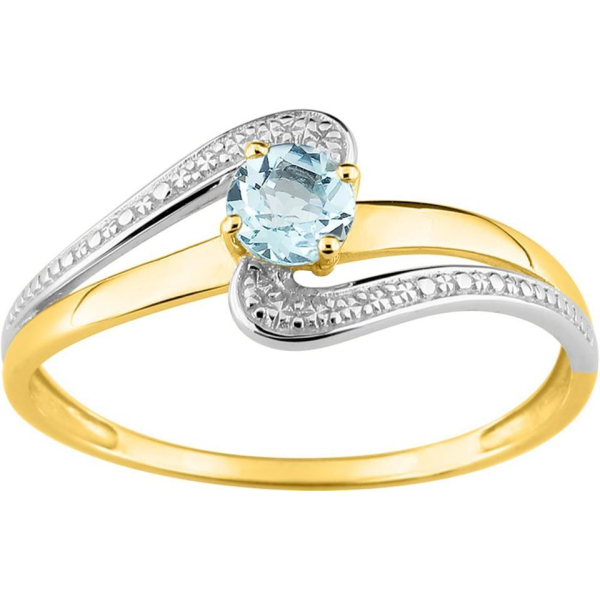 Bague  Or 375/1000 Aigue Marine