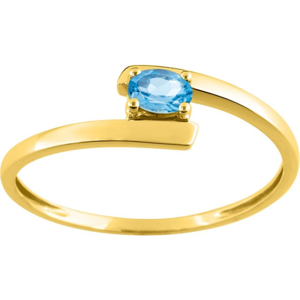 Bague  Or 375/1000 Topaze bleue traitée