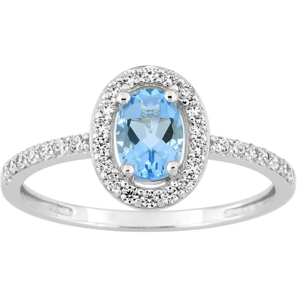 Bague  Or 375/1000 Topaze bleue traitée