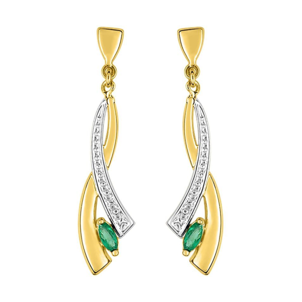 Boucles d'Oreilles  Or 750/1000 Emeraude