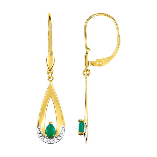 Boucles d'Oreilles  Or 750/1000 Emeraude
