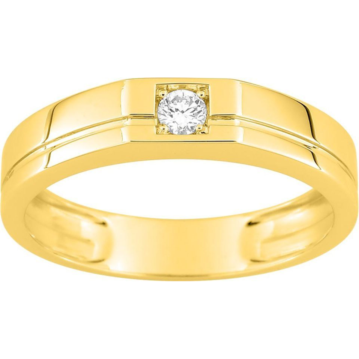 Chevalière  Or 375/1000 Diamant Synthétique