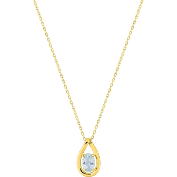 Collier  Or 375/1000 Aigue Marine