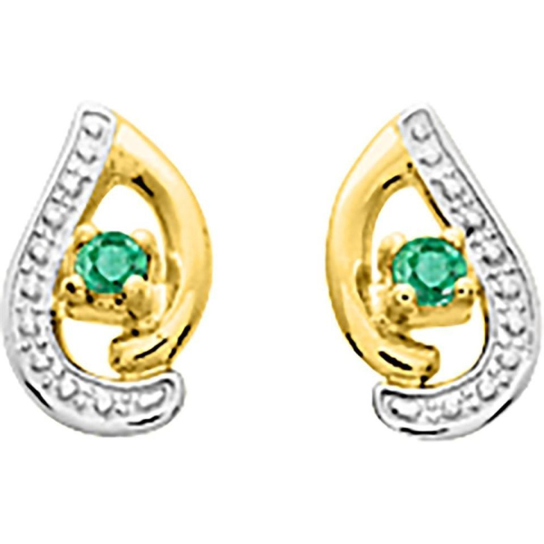 Boucles d'Oreilles  Or 375/1000 Emeraude