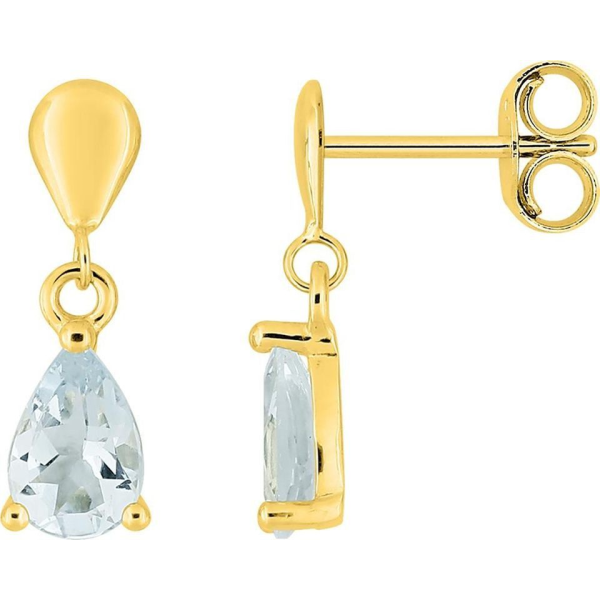 Boucles d'Oreilles  Or 375/1000 Aigue Marine