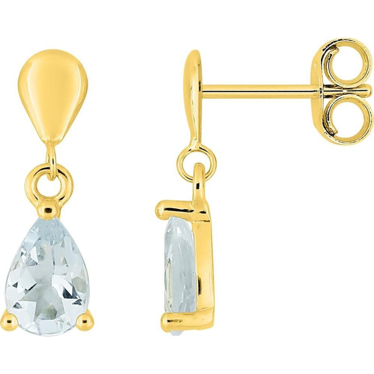 Boucles d'Oreilles  Or 375/1000 Aigue Marine