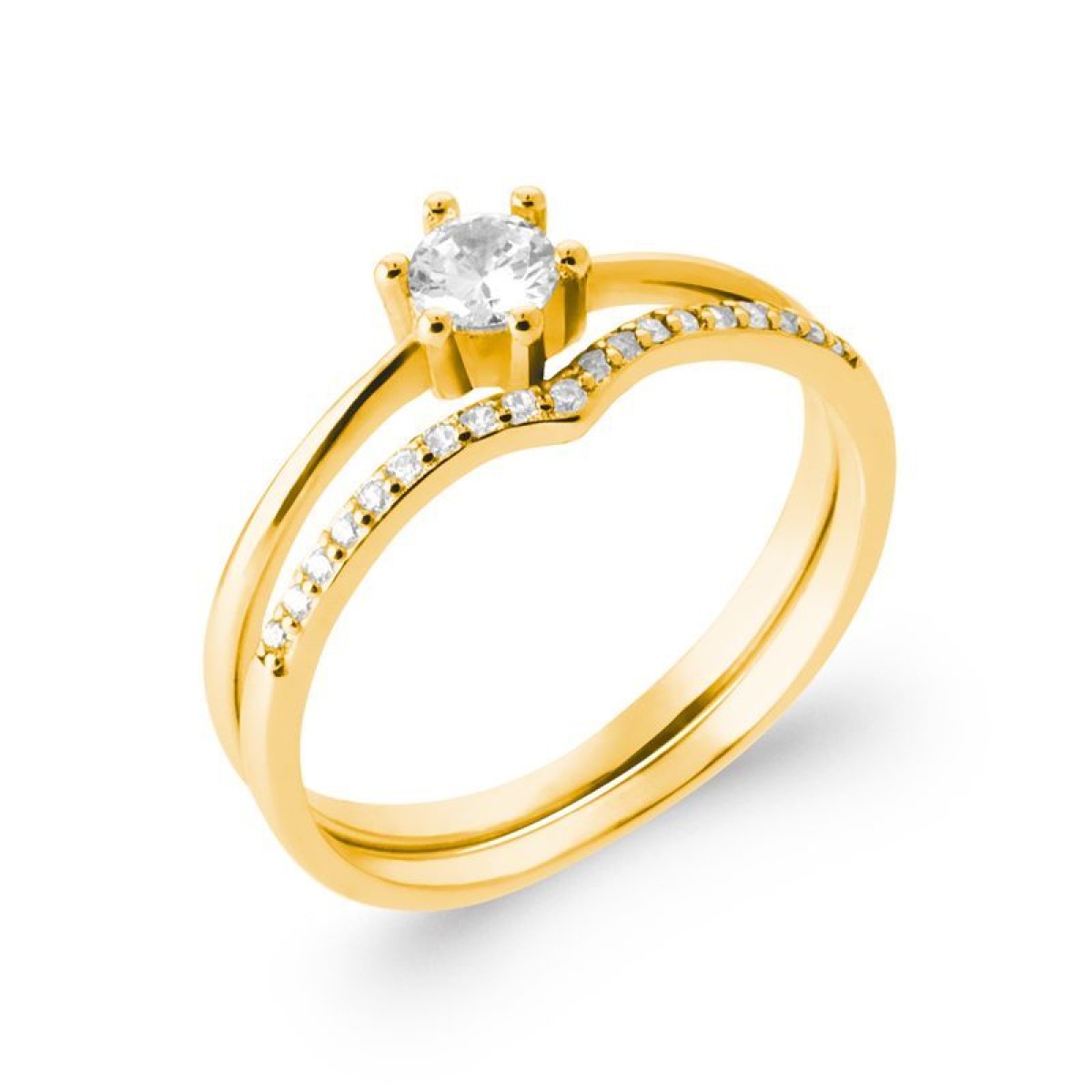 Bague  Plaqué Or Oxyde de Zirconium